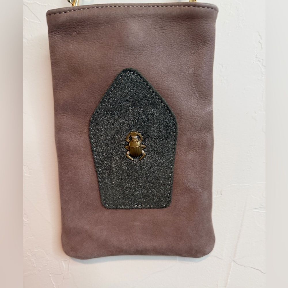 Vintage Pouch with Beetle Accent made in Paris